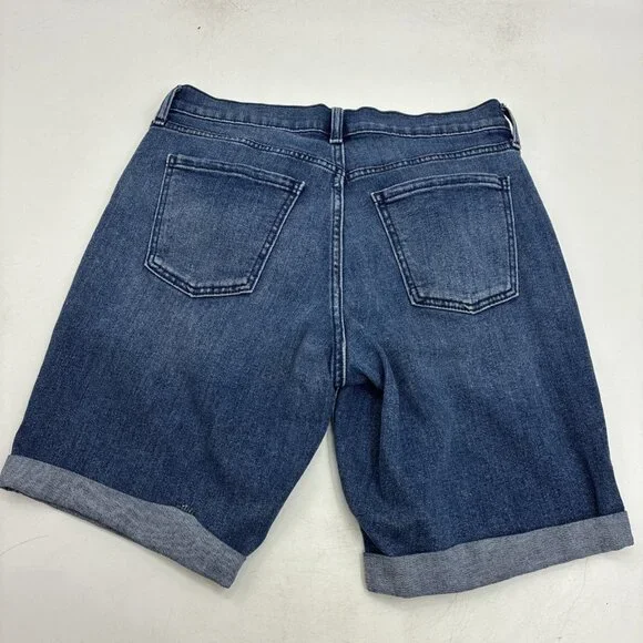 Old Navy Women’s 4 Mid Rise Wow Denim Jean Shorts Blue Cuffed Stretch Casual - Picture 3 of 5
